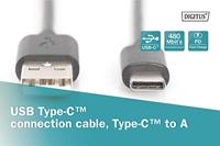 DIGITUS USB 2.0 aansluitkabel - 1,8 m - verbindingskabel van USB type A naar USB Type-C - High Speed 480 Mbit/s - Zwart - thumbnail
