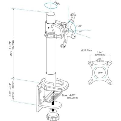 .com Monitor arm - hoogte verstelbaar - met bureauklem - Bevestigingskit - voor LCD-scherm (instelbare arm) - plastic, staal - zwart .com Monitor arm - hoogte verstelbaar - met bureauklem - Bevestigingskit - voor LCD-scherm (instelbare arm) - plastic, staal - zwart