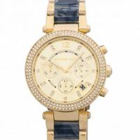 Michael Kors Dames Parker MK6238 goud roestvrij staal quartz modehorloge - thumbnail