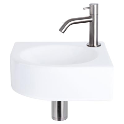 Fonteinset Differnz Cleo 30x30x10 cm Keramiek Wit Met Kraan Gebogen Mat Chroom Differnz