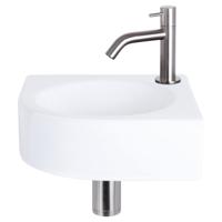 Fonteinset Differnz Cleo 30x30x10 cm Keramiek Wit Met Kraan Gebogen Mat Chroom Differnz - thumbnail