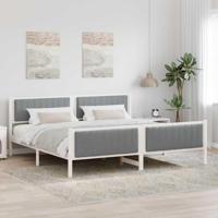 Bedframe Wit en lichtgrijs 200 x 200 cm Massief grenenhout - thumbnail
