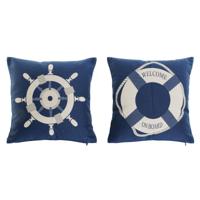 Kussen Home ESPRIT Blauw Wit 45 x 10 x 45 cm (2 Stuks) - thumbnail