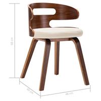 Eetkamerstoelen 2 st gebogen hout en kunstleer crmekleurig - thumbnail