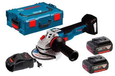 Smerigliatrice angolare BOSCH PROFESSIONAL GWS 18V-10 + 2 batterie 5.0Ah + un caricabatterie GAL 1880 + L-BOXX