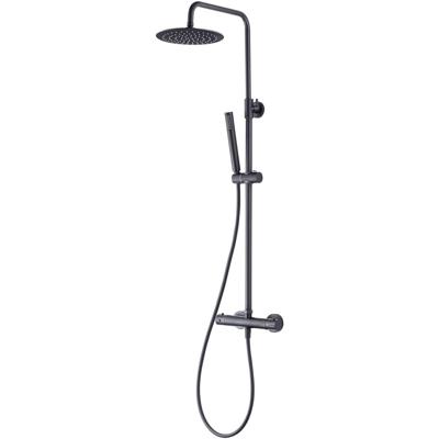 Thermostatische Regendoucheset - Leoni Rimbo - 20cm - Ronde Hoofddouche - Staafhanddouche - RVS - PVD - Gunmetal Grijs
