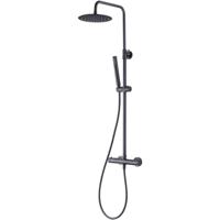 Thermostatische Regendoucheset - Leoni Rimbo - 20cm - Ronde Hoofddouche - Staafhanddouche - RVS - PVD - Gunmetal Grijs - thumbnail