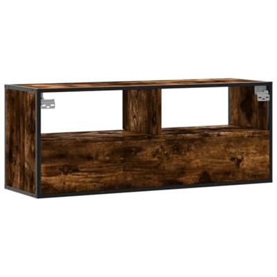 Tv-meubel 100x31x39,5 cm bewerkt hout metaal gerookt eikenkleur Tv-meubel 100x31x39,5 cm bewerkt hout metaal gerookt eikenkleur