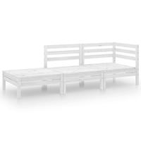 3-delige Loungeset massief grenenhout wit - thumbnail