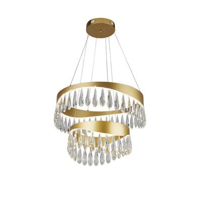 Searchlight HanglampJewel 2-rings goud met kristal - 19210-2GO