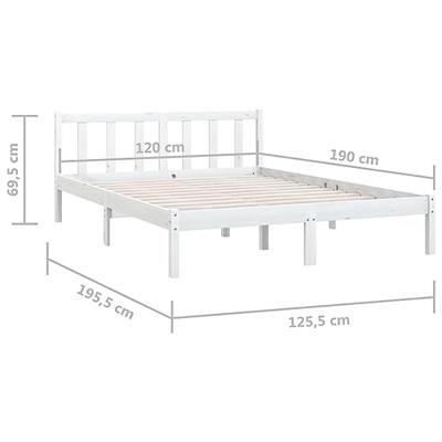 Bedframe massief grenenhout wit 120x190 cm