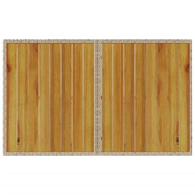 Tuintafel met houten blad 110x68x70 cm poly rattan beige - thumbnail