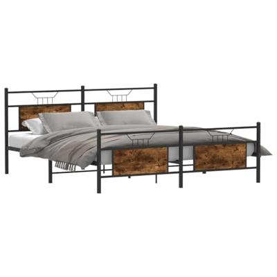 Bedframe zonder matras metaal gerookt eikenkleurig 180x200 cm