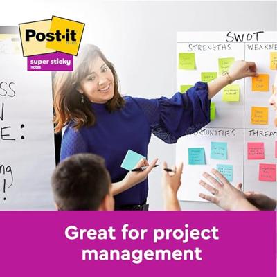Post-It Super Sticky Notes Carnival, 90 vel, ft 76 x 76 mm, pak van 12 blokken
