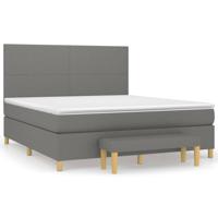 Boxspring met matras stof donkergrijs 180x200 cm - thumbnail