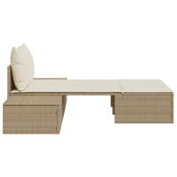 Ligbed 2-persoons met kussens poly rattan beige - thumbnail