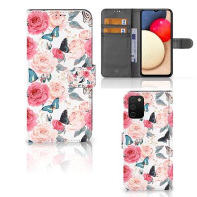 Samsung Galaxy A03s Hoesje Butterfly Roses | Portemonnee hoesje Samsung Galaxy A03s Hoesje Butterfly Roses | Portemonnee hoesje