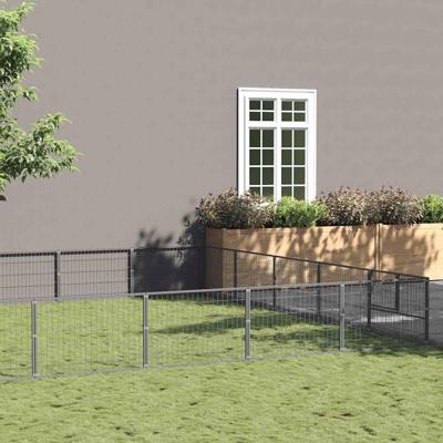 Hondenkennel 25 m² staal zilverkleurig
