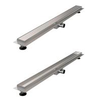 Douchegoot Brauer RVS Inclusief Vloerflens 100x7 cm Zero Tegelinlegrooster Omkeerbaar Brauer - thumbnail