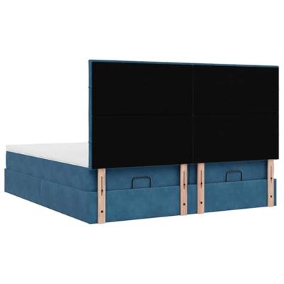 Ottoman bed met matrassen 160x200cm fluweel donkerblauw