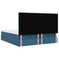 Ottoman bed met matrassen 160x200cm fluweel donkerblauw - thumbnail