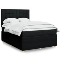 Boxspring met matras stof zwart 140x190 cm - thumbnail