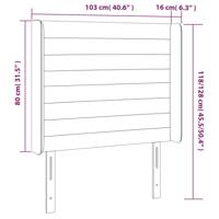 Hoofdbord met randen 103x16x118/128 cm stof donkerbruin - thumbnail