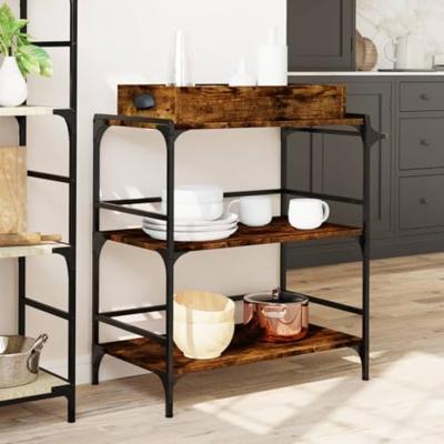 Keukentrolley 81,5x41x92,5 cm bewerkt hout gerookt eikenkleurig