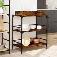 Keukentrolley 81,5x41x92,5 cm bewerkt hout gerookt eikenkleurig - thumbnail