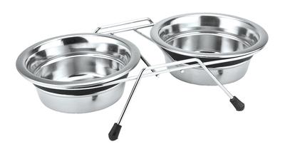Nobby Dubbele bak roestvrij staal SILENT DINER, incl. 2 kommen 2 x Ø 24,0 cm 2,50 ltr., 1 stuk