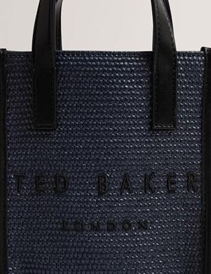 Ted Baker Paulii Faux Raffia Mini Icon Bag-Navy