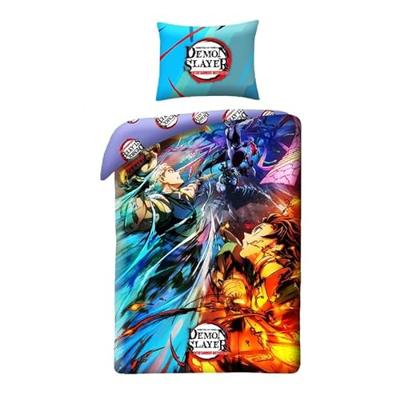 demon slayer dekbedovertrek fight 140 x 200 cm - katoen