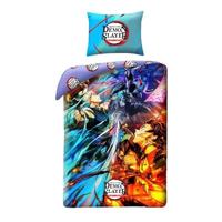 demon slayer dekbedovertrek fight 140 x 200 cm - katoen - thumbnail