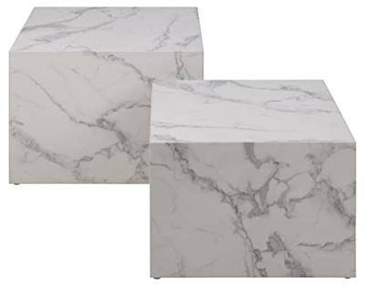 Bendt Salontafel 'Flavian' Set van 2 stuks, Marmerlook, kleur Wit Bendt Salontafel 'Flavian' Set van 2 stuks, Marmerlook, kleur Wit