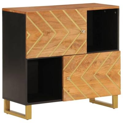 Dressoir 80x33,5x75 cm massief mangohout bruin en zwart
