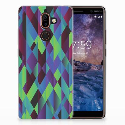 Nokia 7 Plus | TPU Hoesje | Abstract Green Blue