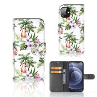Apple iPhone 12 Mini | Telefoonhoesje | Met pasjeshouder | Flamingo Palms - thumbnail