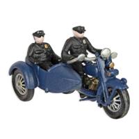 Gietijzeren politie motorfiets met zijspan - thumbnail