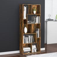 Boekenkast 67x24x161 cm bewerkt hout gerookt eikenkleurig - thumbnail