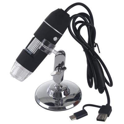 1000X Vergrootglas HD 0.3 MP beeld sensor 3 in 1 USB digitale microscoop met 8 LED & professionele standaard (grijs)