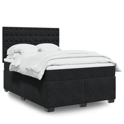 Boxspring met matras fluweel zwart 140x190 cm