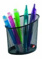 Alba pennenpotje in mesh metaal, zwart - thumbnail