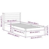 Bedframe met hoofdeinde Wasbruin 90 x 220 cm Massief grenenhout - thumbnail