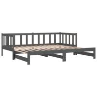 Slaapbank uitschuifbaar massief grenenhout grijs 2x(90x190) cm - thumbnail
