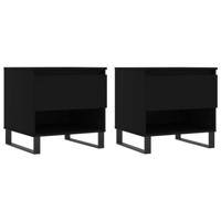 Salontafels 2 st 50x46x50 cm bewerkt hout zwart - thumbnail