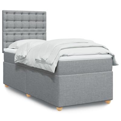 Boxspring met matras stof lichtgrijs 180x200 cm - thumbnail