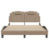 Bedframe met LED-verlichting kunstleer cappuccino 140x200 cm - thumbnail
