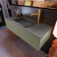 Badkamermeubelset Mondiaz Erin 120 cm met 1 Lade met RIDGE Wastafel Midden Dark grey met 1 kraangat Greeploos Mat Army - thumbnail
