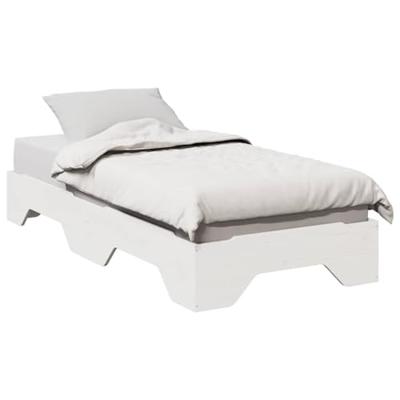 Bedframe zonder matras stapelbaar 80x200 cm massief hout wit