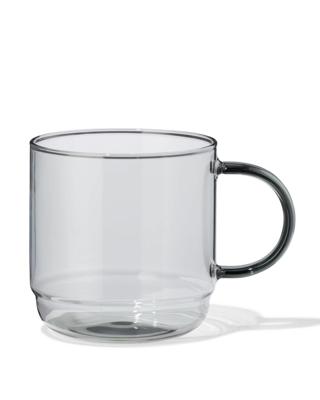 HEMA Cappuccinomok 440ml borosilicaatglas stapelbaar (antraciet)